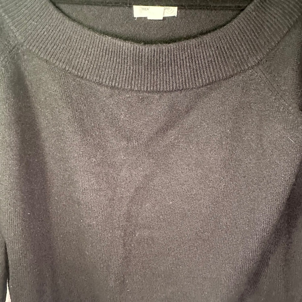 Treasure & Bond Black Boat Neck Balloon Sleeve Sweater Knit Top Women's L - Picture 3 of 5
